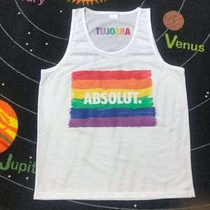 ABSOLUT TANK TOP WHITE & RAINBOW COLORED SIZE L